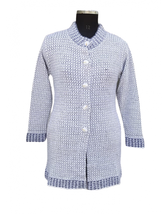 Women Long coat Offwhite Self design